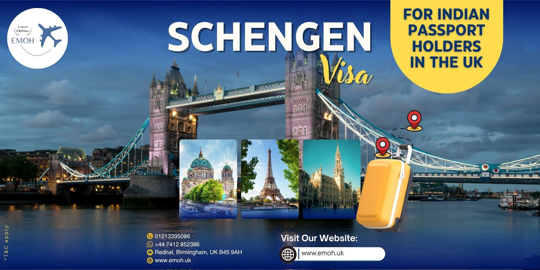 Emoh Visa - Schengen Visa for Indian Passport Holders in the UK