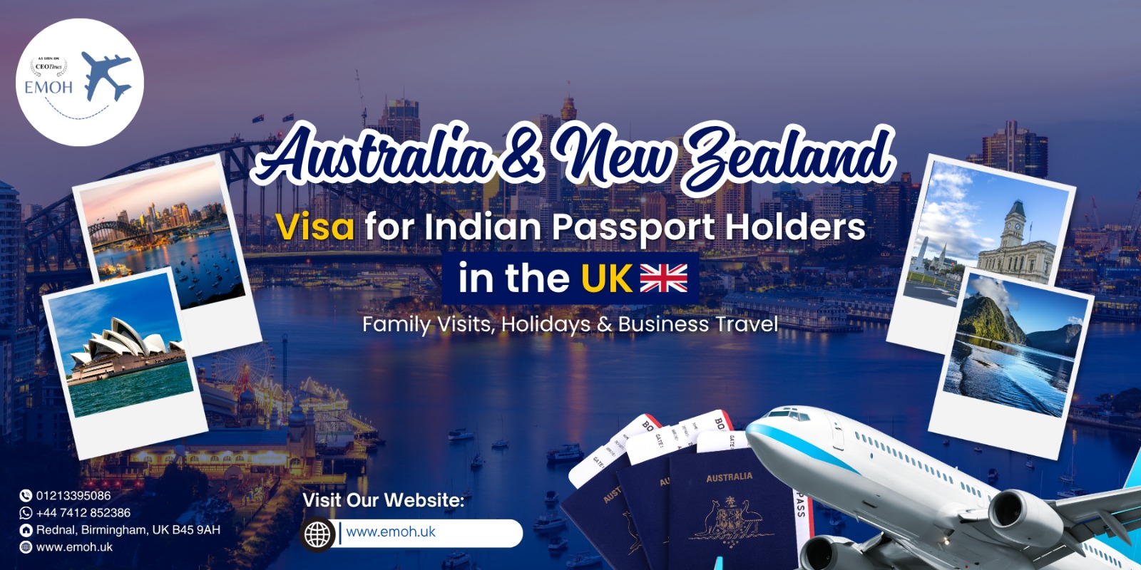 Emoh UK - Australia & New Zealand Visa for Indian Passport Holders in the UK
